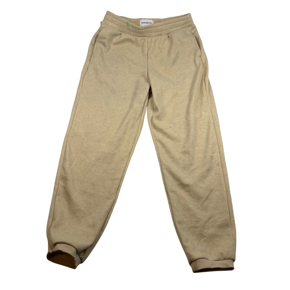 Mondetta Womens Tan Beige High Rise Fleece Lined Jogger Sweatpants Size M